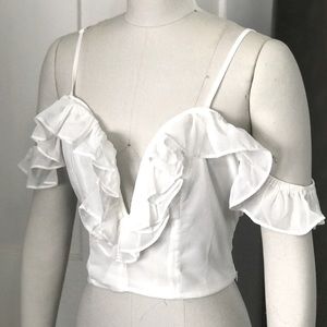 White Ruffle Bohemian Crop Top